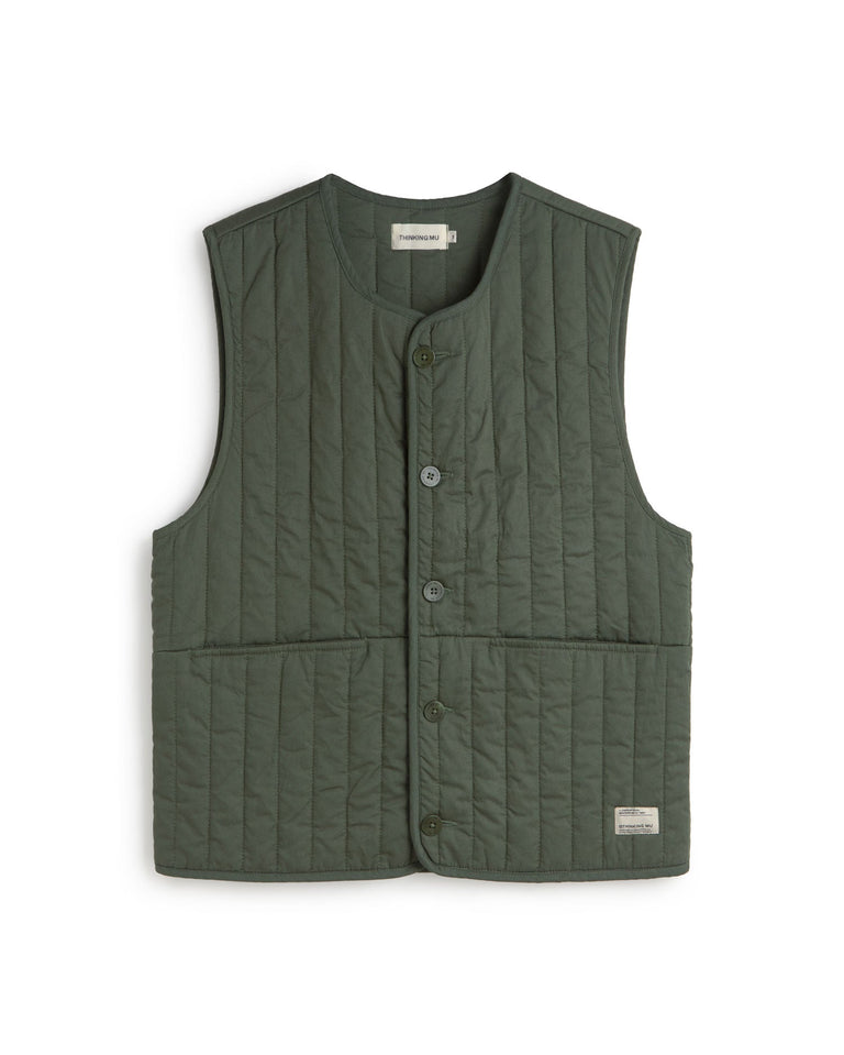 Chaleco acolchado verde Jon sostenible silueta - 1