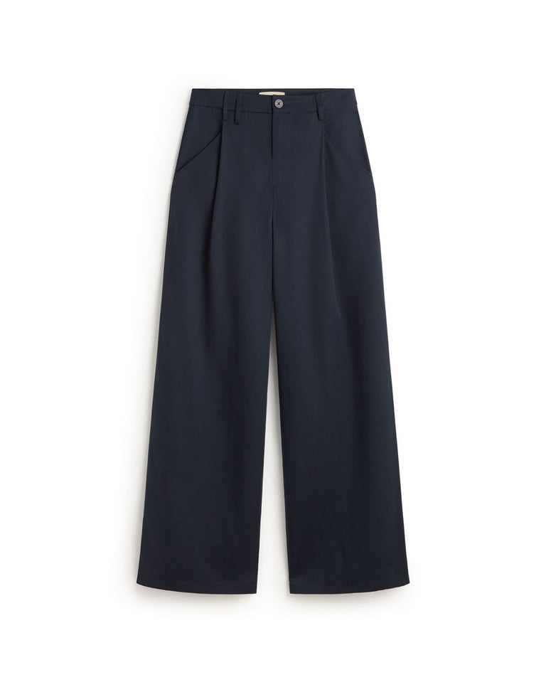 Pantalón wide leg pinza azul Molly sostenible silueta - 1