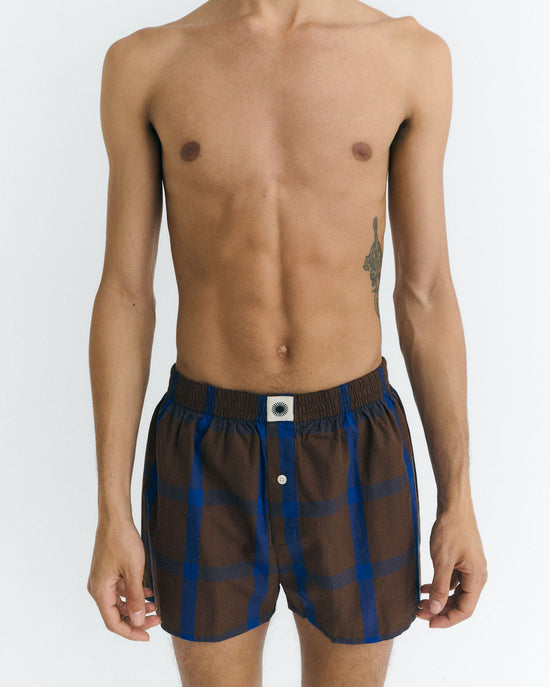 Boxers marrones cuadros azules sostenible - 1