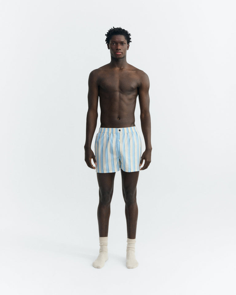 Boxer popelin rayas azul messina sostenible - 1