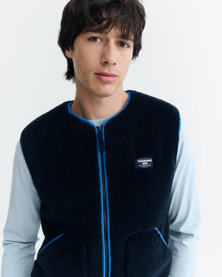 Chaleco borreguito azul Troy sostenible - 3