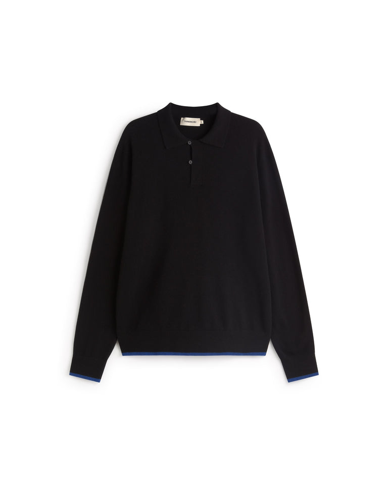 Jersey lana merino negro Jesse sostenible silueta - 1