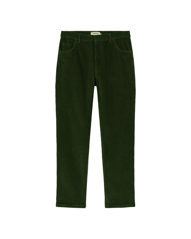 Pantalón verde pana 5 pockets sostenible - silueta 7