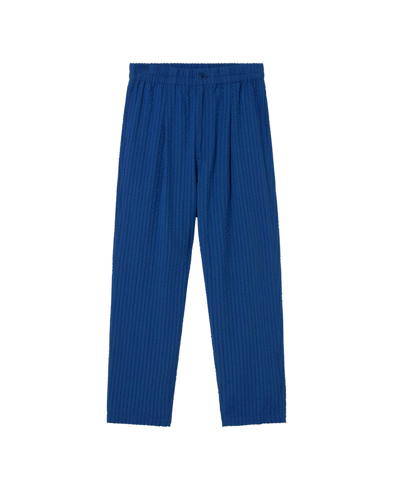 Pantalón azul seersucker Luc sostenible - silueta 1