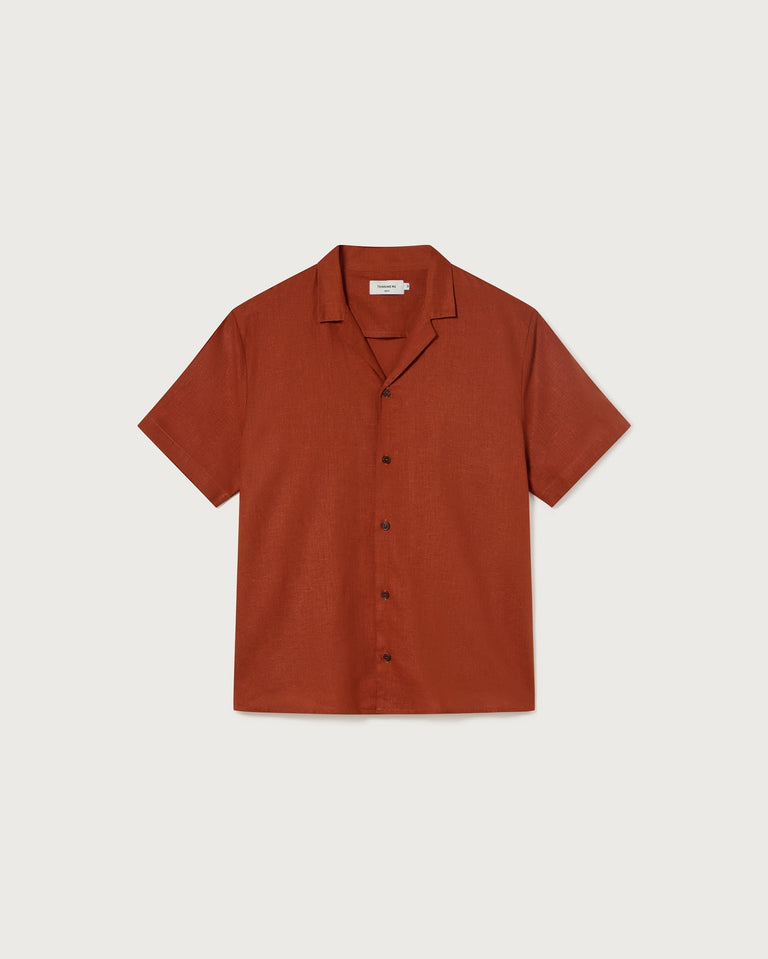 Camisa roja hemp Jules unisex sostenible -silueta 1