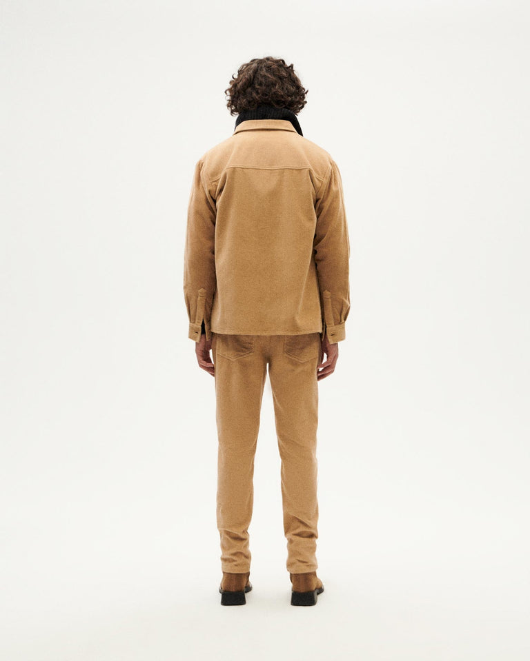 Sobrecamisa beige pana Theo sostenible-4