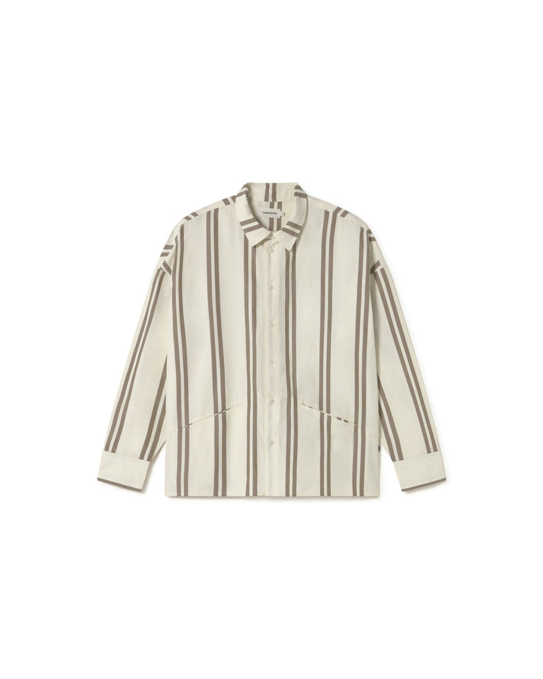 Camisa rayas marrón Jim sostenible - silueta 1