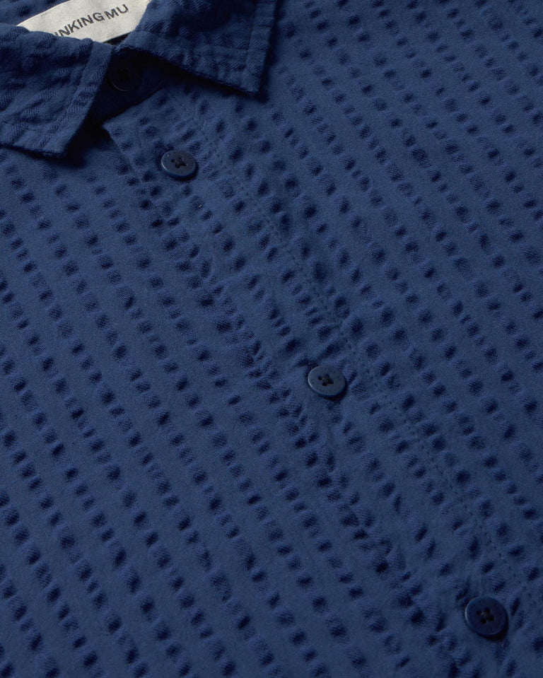 Camisa azul seersucker Haru sostenible - silueta 1