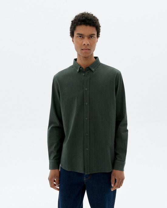 Camisa verde oscuro microchecks Ant sostenible - 1