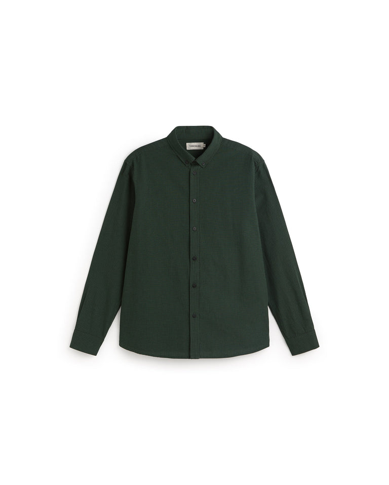 Camisa cuadros verde oscuro Ant sostenible silueta - 1