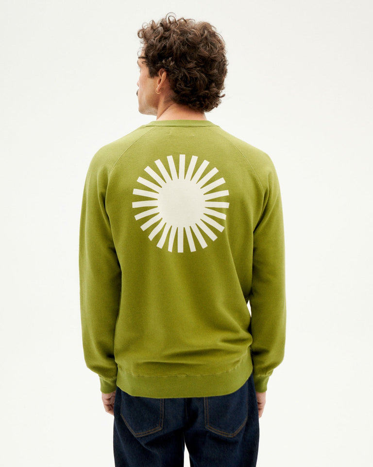 Sudadera sol parrot verde Here comes the sun sostenible-2