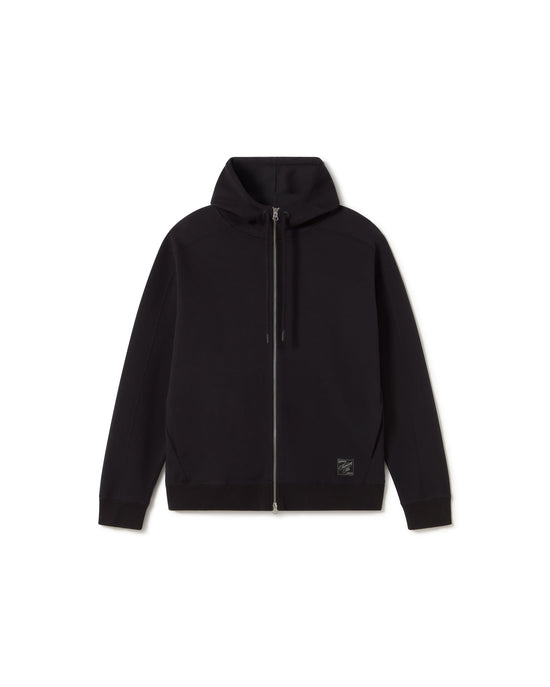 Sudadera capucha negra flower Garfu sostenible - silueta 1