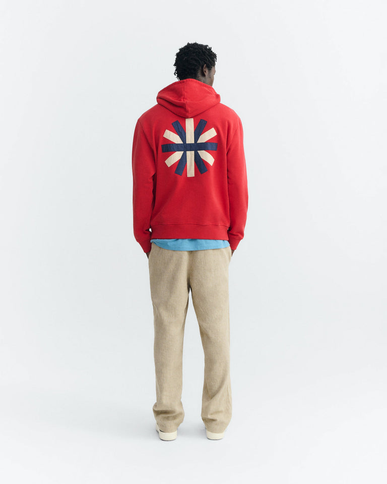 Sudadera roja patched sol espalda Simon sostenible - 5