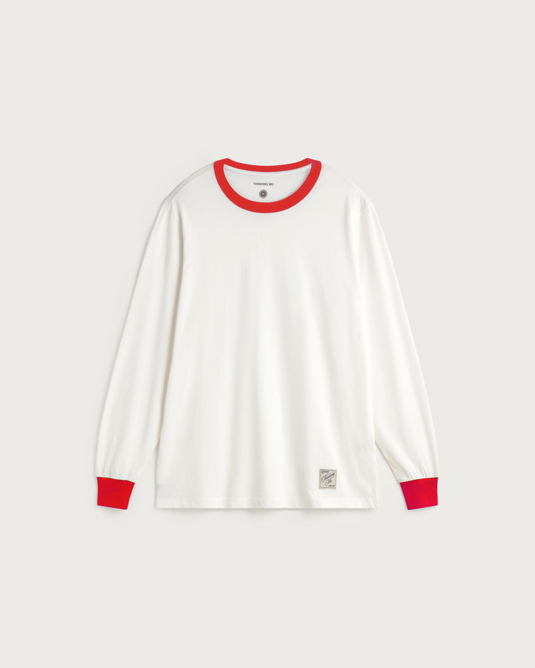 Camiseta manga larga puños rojos Emilio R sostenible silueta - 1