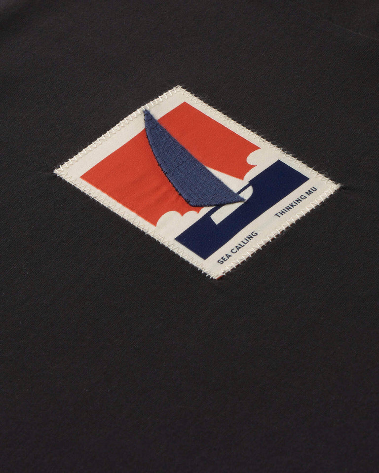 Camiseta negra patched optimist Zach sostenible silueta - 2