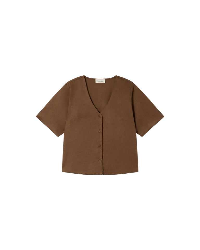 Blusa marrón hemp Libelula sostenible-silueta-1