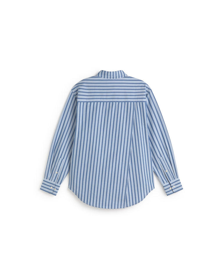 Camisa oversize rayas azul Odelia sostenible silueta - 3