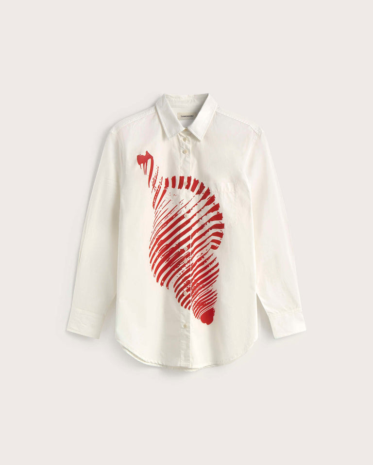 Blusa oversize popelin concha Odie sostenible silueta - 1