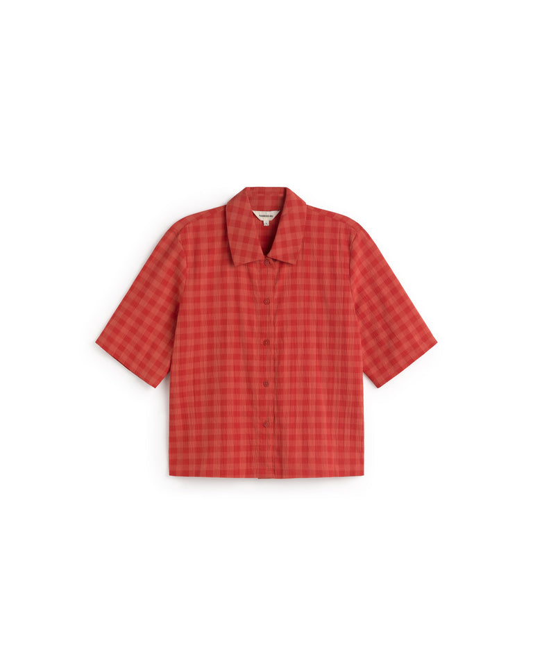 Blusa seersucker roja Ane sostenible silueta - 1