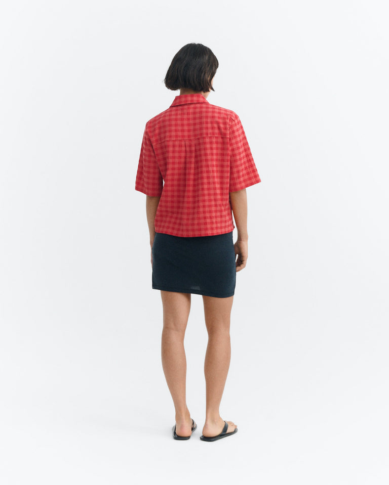 Blusa seersucker roja Ane sostenible - 4