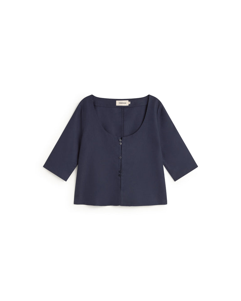 Blusa navy hemp Elara sostenible silueta - 1