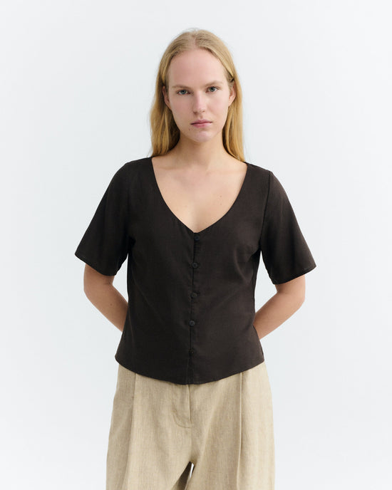 Blusa marrón hemp Leia sostenible - 2
