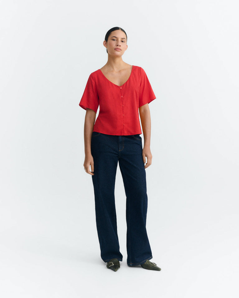 Blusa roja hemp Leia sostenible - 1
