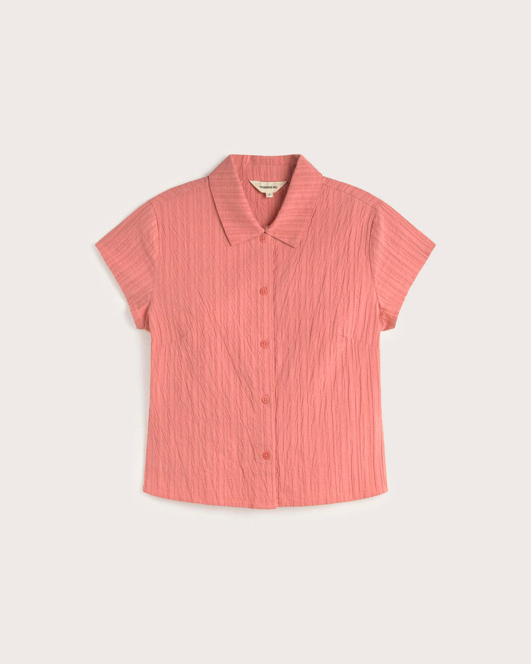 Blusa slim popcorn rosa Kitty sostenible silueta - 1