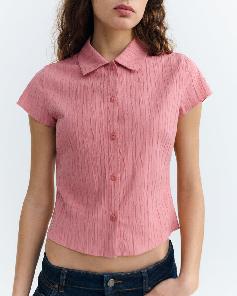 Blusa slim popcorn rosa Kitty sostenible - 4