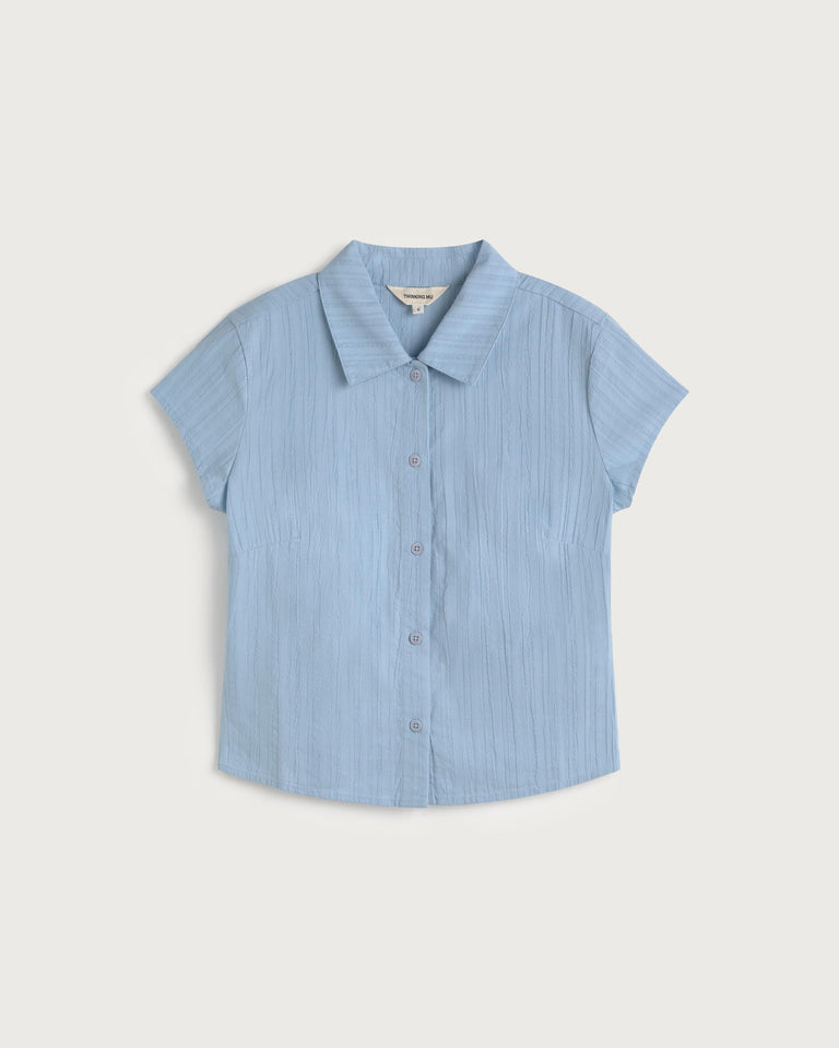 Blusa slim popcorn azul Kitty sostenible silueta - 1