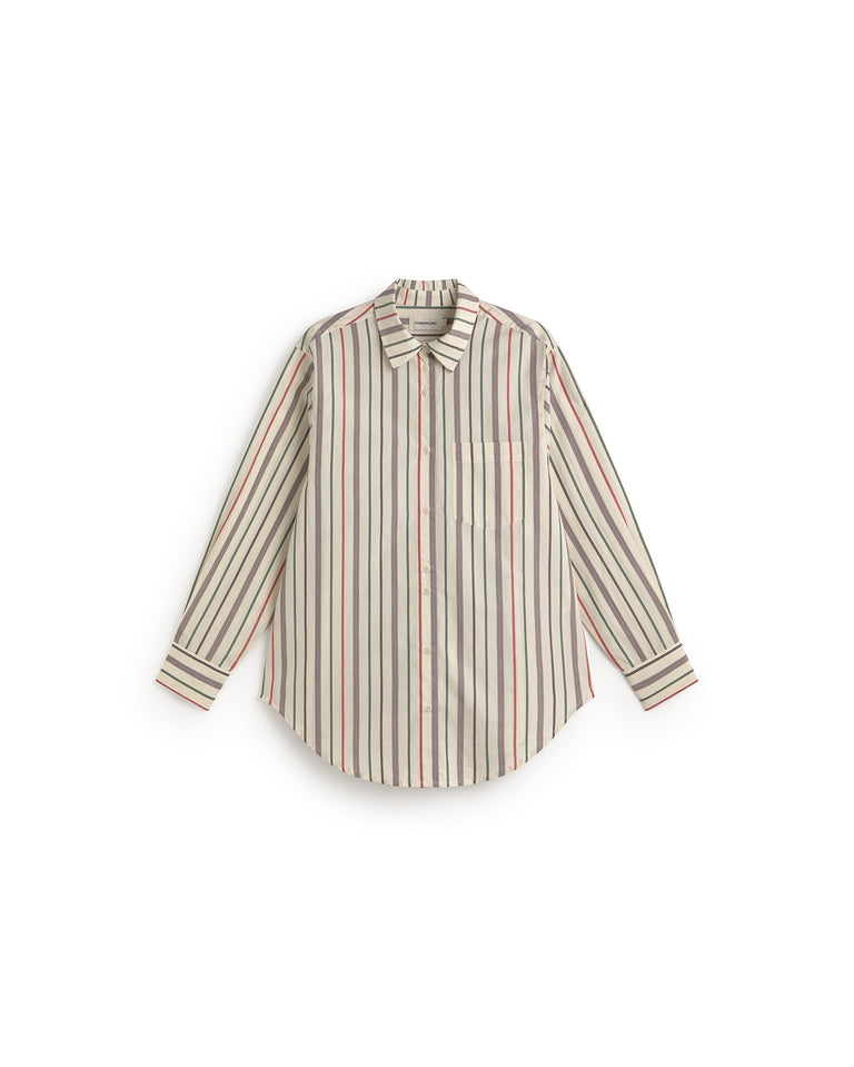 Camisa oversize rayas multicolor cruda Odelia sostenible silueta - 1