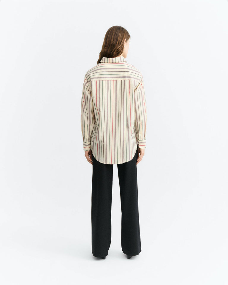 Camisa oversize rayas multicolor cruda Odelia sostenible - 4