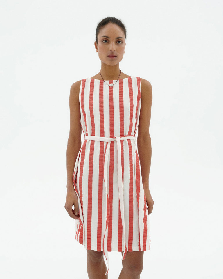 Vestido rayas rojas Cecile sostenible-3