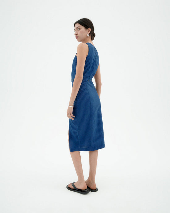 Vestido azul seersucker Wila sostenible-2