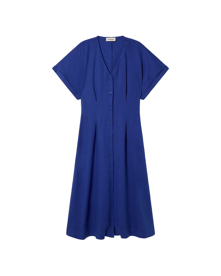 Vestido azul hemp Laura sostenible-silueta-1