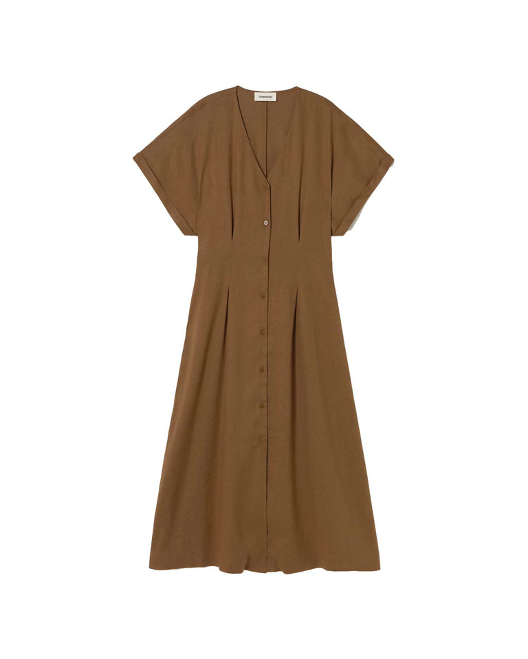 Vestido marrón hemp Laura sostenible - silueta 1