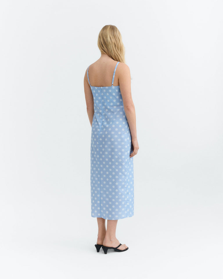 Vestido largo lunares azul Sunniva sostenible - 4