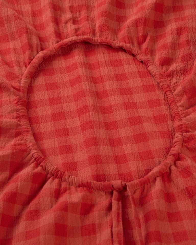 Vestido largo seersucker abertura espalda Kina sostenible silueta - 2