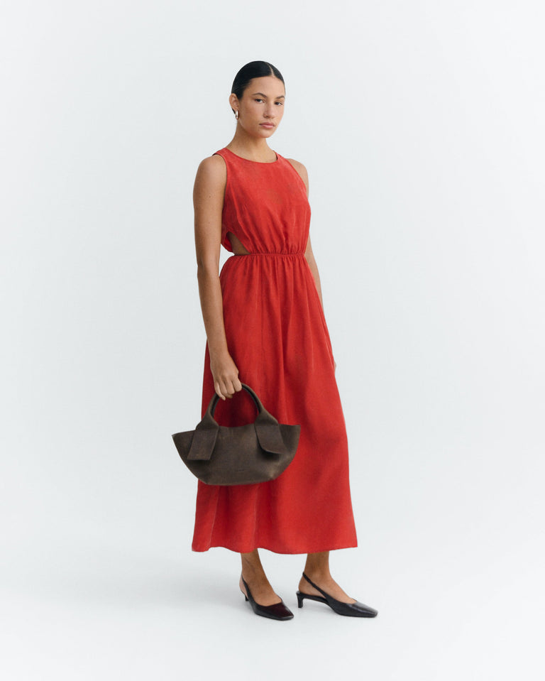 Vestido midi rojo cupro Kin sostenible - 2