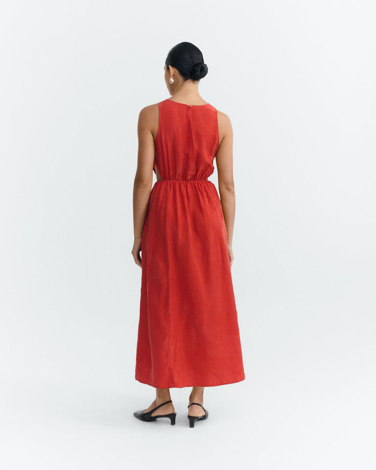 Vestido midi rojo cupro Kin sostenible - 6