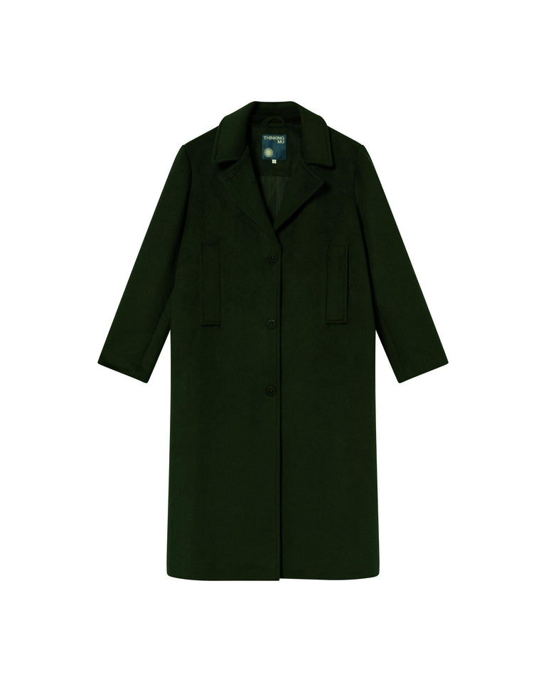 Abrigo verde lana Rita sostenible - silueta 7