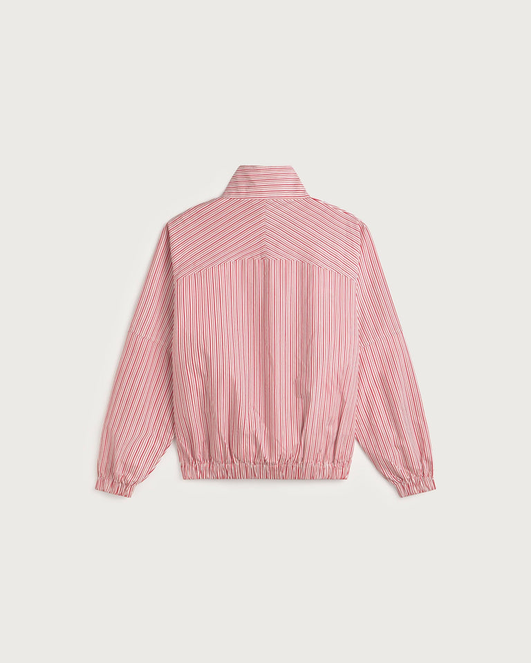 Chaqueta bomber rayas rosa y roja Monica sostenible silueta - 3
