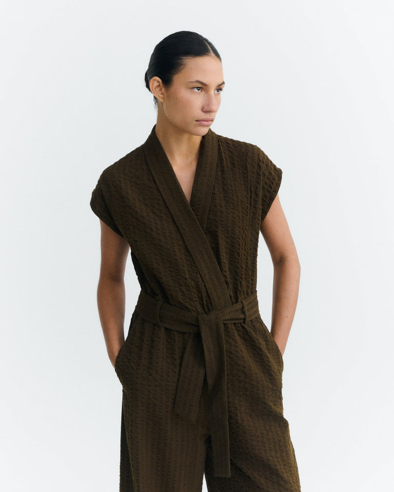 Mono seersucker marrón lazo Malawi sostenible - 2