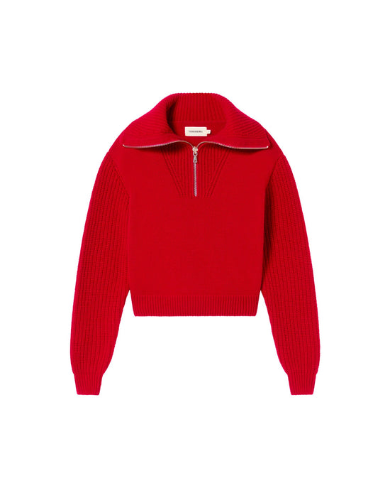 Jersey rojo lana Tanit sostenible - silueta 1