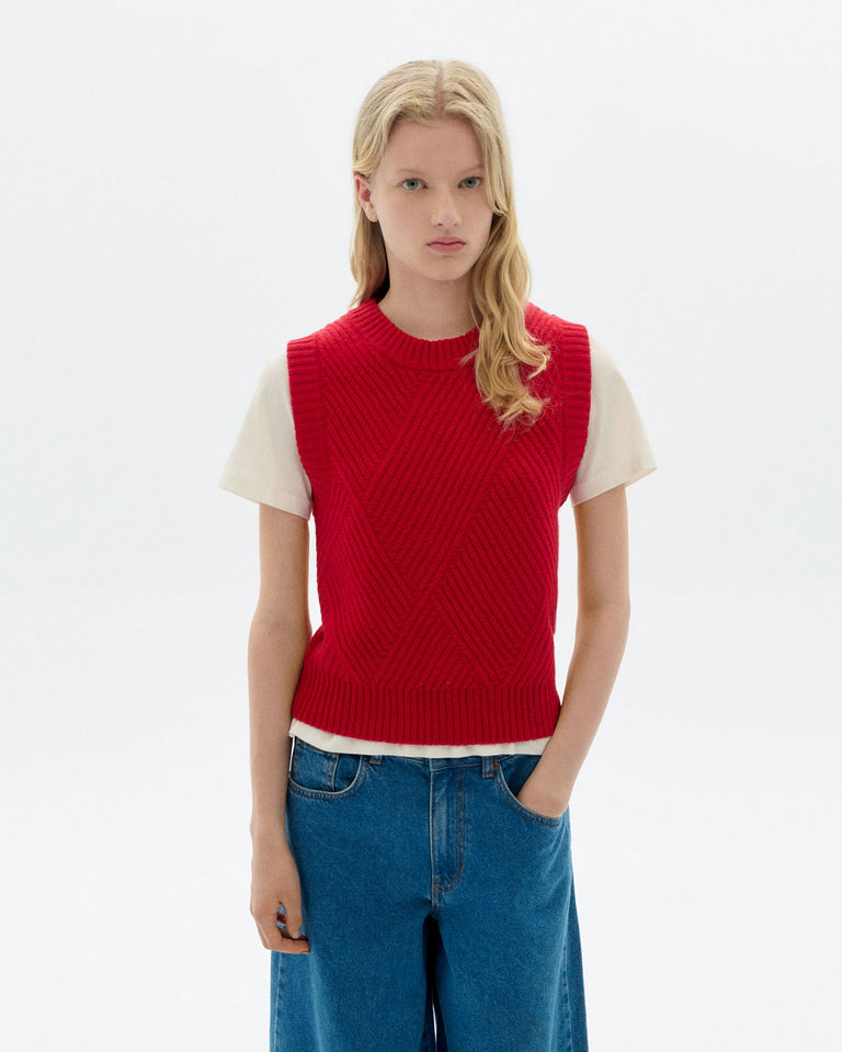 Chaleco punto lana rojo Kaia sostenible - 1