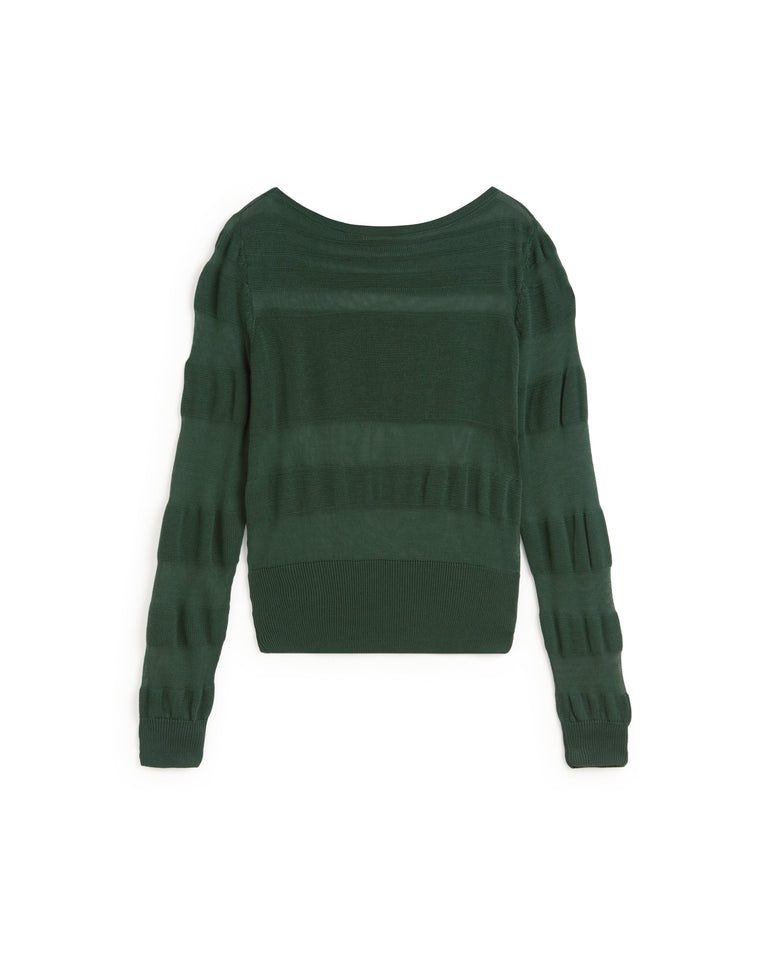 Jersey rayas semitransparente verde Raven sostenible silueta - 1