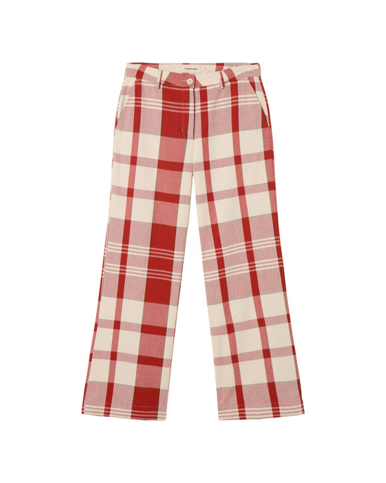 Pantalón rojo cuadros picnic Hermione sostenible - silueta 1