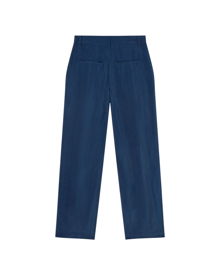 Pantalón azul cupro Cirila sostenible - silueta 3