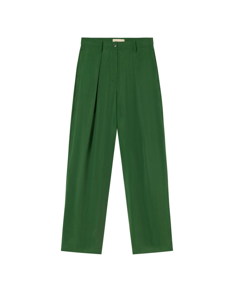 Pantalón verde cupro Cirila sostenible-silueta-1