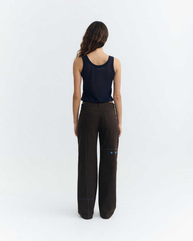 Pantalón tiro bajo bordado a mano sole mio Kettan sostenible - 5